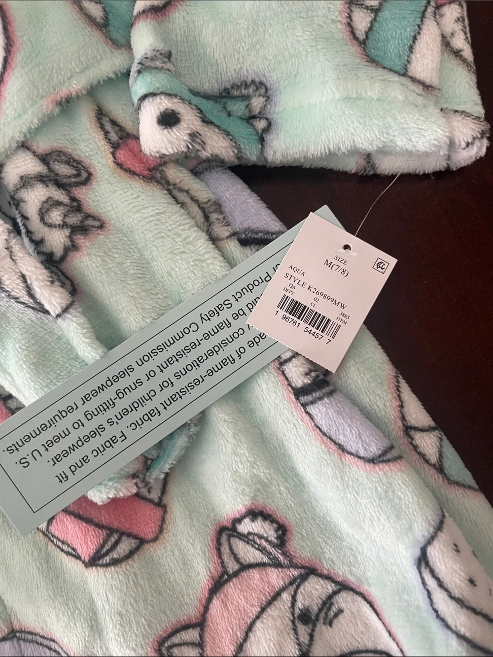 Kids Mint Animal Hooded Fleece Robe with Belt size 7/8